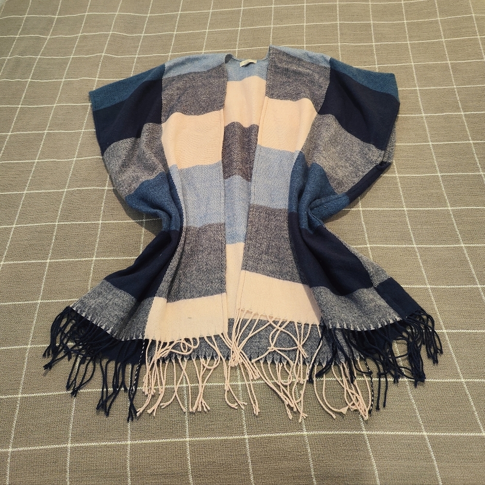 LOFT Plaid Poncho Wrap Sweater